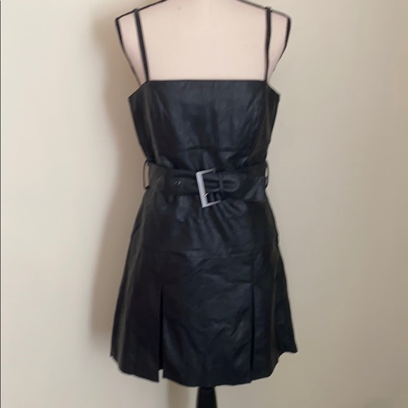 NWOT Free People black vegan leather dress Size 10 - Picture 2 of 8